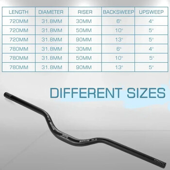 BUCKLOS MTB Handlebar 580/620/720/780MM Bicycle Swallow Handlebar 25,4MM 31,8mm Mountain Bike Handle Bar Bar Aluminium Riser Bar