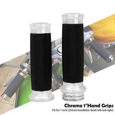 Motociklo juodos/chrominės 1" 25 mm rankenos rankenos, skirtos Harley Sportster 883 1200 XL Touring Street Glide Dyna Softail VRSC