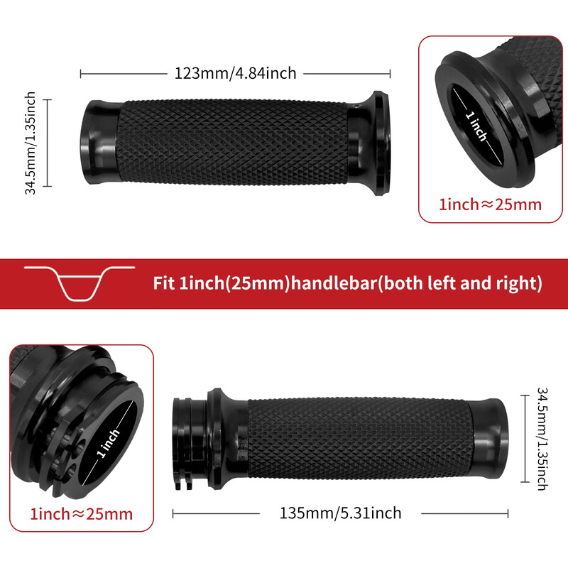 Motociklo juodos/chrominės 1" 25 mm rankenos rankenos, skirtos Harley Sportster 883 1200 XL Touring Street Glide Dyna Softail VRSC