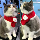 Animacinio filmo meškiuko spausdinimas kačių šunų šalikas, apsaugantis nuo atsiskyrimo naminių gyvūnėlių kaklo šalikas mažiems šunims šuniukas kačiukas Naujųjų metų Kalėdų dovanos