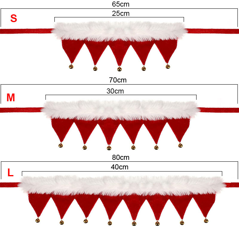 Katės kalėdiniai aksesuarai Raudona žalia pliušinis šalikas su varpeliu Naujųjų metų karoliai Kalėdų elfų kostiumo priedai mažam šuniui katinui