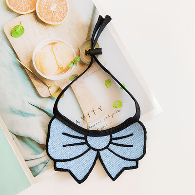 Papion de pisică în stil de desene animate, drăguț pentru animale de companie, saliva, prosop, ținute pentru câini, decor pentru gât, pisică, tricotat, consumabile pentru câini mici, eșarfă drăguță cu fundă