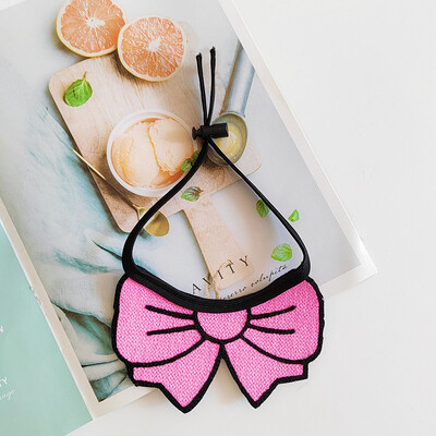 Papion de pisică în stil de desene animate, drăguț pentru animale de companie, saliva, prosop, ținute pentru câini, decor pentru gât, pisică, tricotat, consumabile pentru câini mici, eșarfă drăguță cu fundă