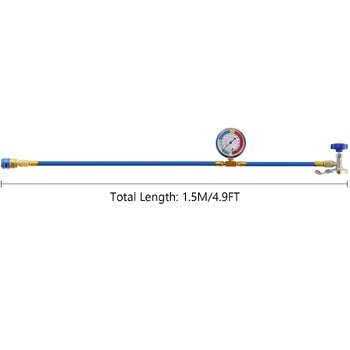 Mr Cartool R134A R22 R12 Ψυκτικό/Φρέον Κιτ σωλήνα φόρτισης με μανόμετρο για κλιματισμό σπιτιού και αυτοκινήτου