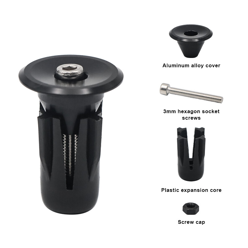 Dviračio rankenos vairo antgalio dangtelis aliuminio lydinio užraktas MTB kalnų dviračių rankenos rankenos rankenos galinės kištukai, juodi dviračio priedams