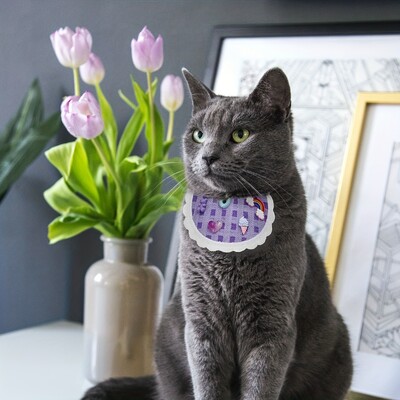 Pleds mājdzīvnieku šalle Lovely Suger Candy Cat Bib Apkakle Suns Siekalas dvielis Mājdzīvnieki Aksesuāri
