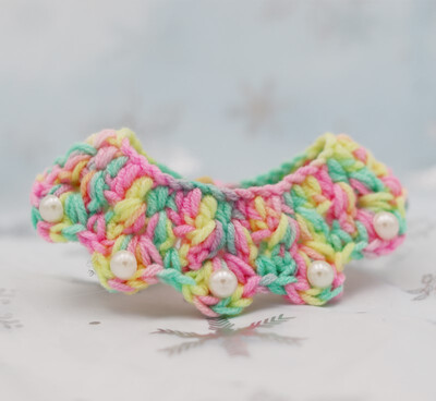 Vilnas kaķa apkakle, saldi rozā, tamborēta ziedu suņu kaklarota Krāsaina mājdzīvnieku bandana Manuāla kaķēnu šalle maziem suņiem Kaķu aksesuāri