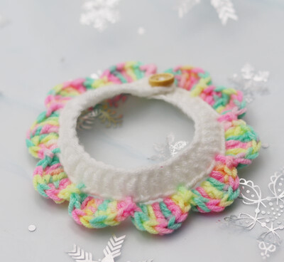 Vilnas kaķa apkakle, saldi rozā, tamborēta ziedu suņu kaklarota Krāsaina mājdzīvnieku bandana Manuāla kaķēnu šalle maziem suņiem Kaķu aksesuāri