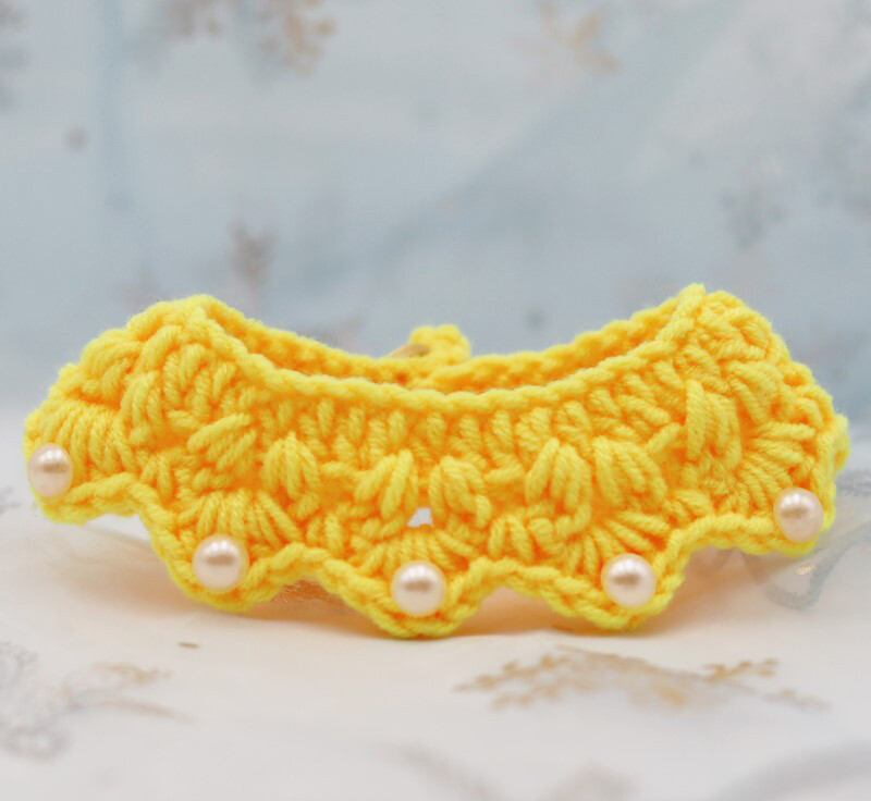 Vilnas kaķa apkakle, saldi rozā, tamborēta ziedu suņu kaklarota Krāsaina mājdzīvnieku bandana Manuāla kaķēnu šalle maziem suņiem Kaķu aksesuāri