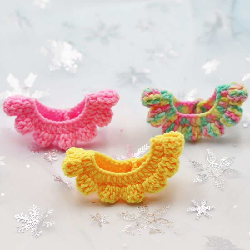 Vilnas kaķa apkakle, saldi rozā, tamborēta ziedu suņu kaklarota Krāsaina mājdzīvnieku bandana Manuāla kaķēnu šalle maziem suņiem Kaķu aksesuāri