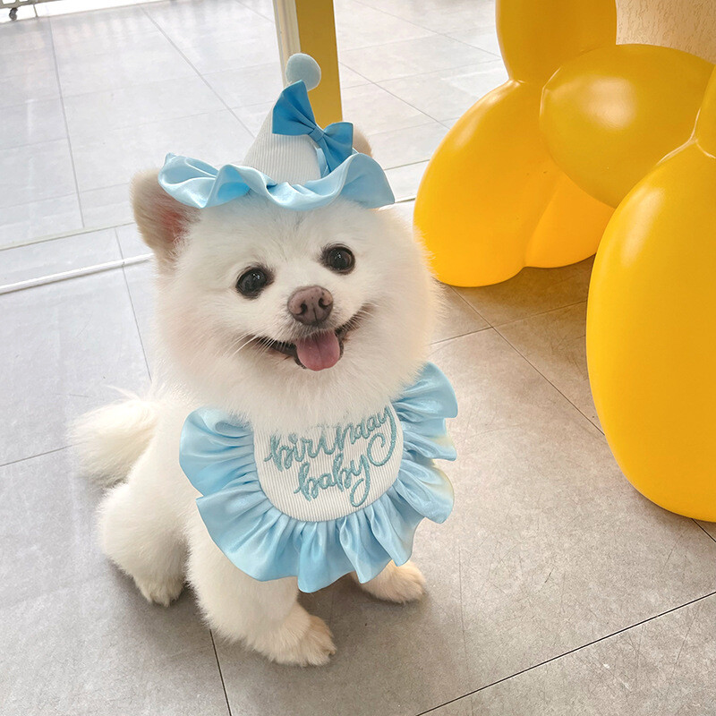 Pălărie pentru ziua de naștere pentru câine Esarfă drăguță Accesorii pentru animale de companie Esarfă pentru ziua de naștere pentru câine Savete pentru petrecere Esarfă pentru gât pentru animale de companie Bijuterii drăguțe pentru cățeluș Accesorii pentr