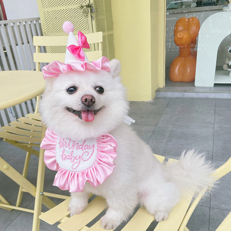 Pălărie pentru ziua de naștere pentru câine Esarfă drăguță Accesorii pentru animale de companie Esarfă pentru ziua de naștere pentru câine Savete pentru petrecere Esarfă pentru gât pentru animale de companie Bijuterii drăguțe pentru cățeluș Accesorii pentr