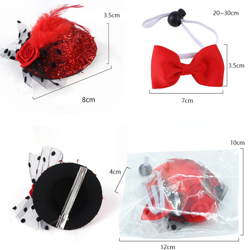 Kisállat fejfedő szett Noblewoman Feather Hat masnis gallér Puha, gyönyörű, játékos és aranyos, alkalmas fotófesztivál összejövetelére