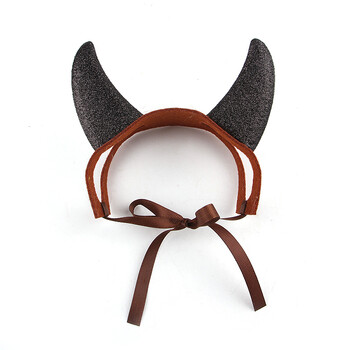 Cat Ox Horns Felting Halloween Decoration Pet χαριτωμένα πάρτι Μπομπονιέρες Φωτογραφίας στηρίγματα Εορταστικό κάλυμμα κεφαλής με λουριά για γιορτές