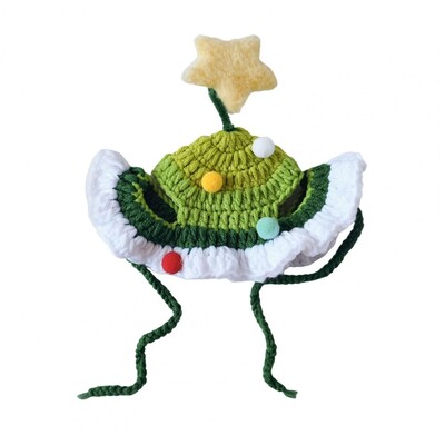 Rankomis megzta kačių kepurė Suvarstoma naminiams gyvūnėliams Kalėdų eglutė Elnio žvaigždžių kepurė kačiukams šuniukams Mieli kačių aprengimo aksesuarai vakarėliui