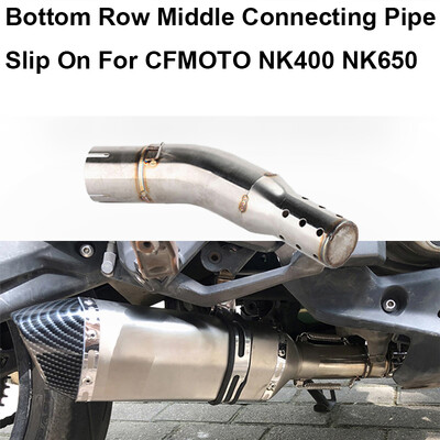 Motocikla izplūdes vidējā savienojuma caurules slīdēšana priekš CFMOTO NK400 NK650 NK 400 650 modificēta trokšņa slāpētāja Moto evakuācijas sistēma nerūsējošā tērauda
