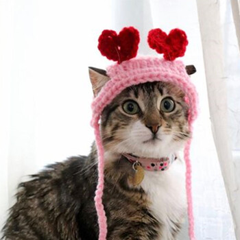 Pet Cat Headwear Плетени Two Love Headgear Pet Birthday Dress Up Шапки за кучета Котешки аксесоари Pet Dog Birthday Коледен подарък