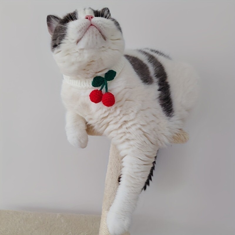 Obojok pre domáce zvieratá Ručne pletený obojok pre mačky s čerešňovým dekorom Roztomilý náhrdelník pre mačky Potreby pre mačky ошейник для кошек para gatos accesorios