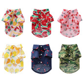 Šunų marškinėliai su vaisiais marginti drabužiai šunims, marškinėliai, ploni striukė Šuniuko katės drabužiai mažiems šunims Pudelių šnaucerių apranga