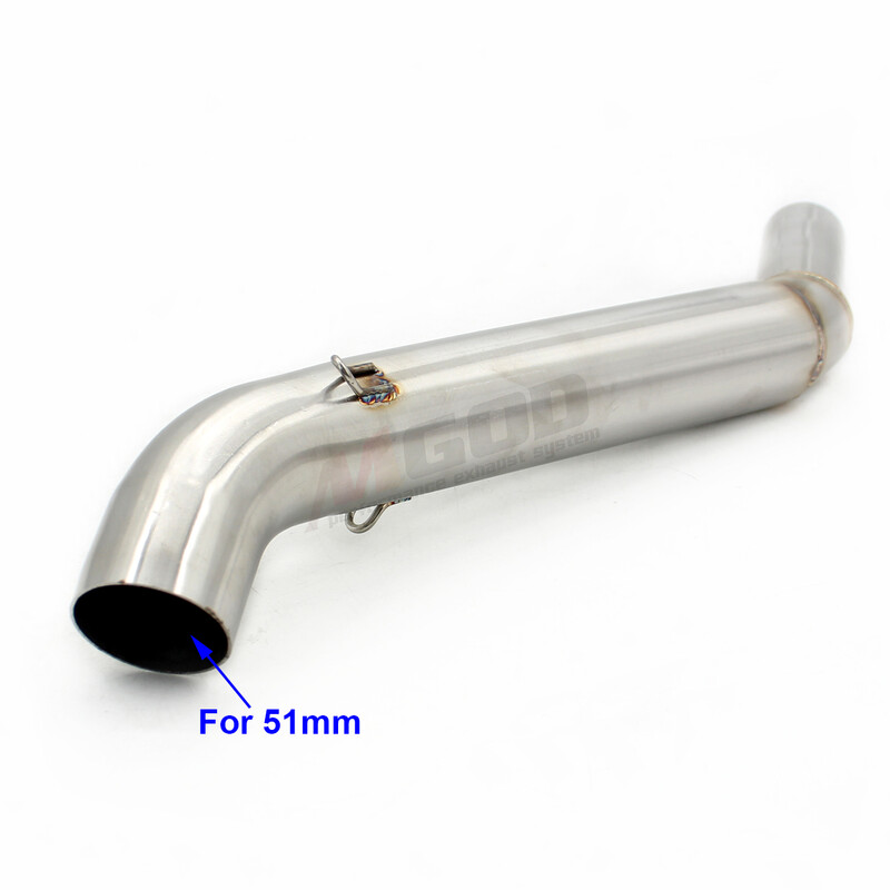 NS200, skirtas BajajPulsarNS200 Bajaj NS 200 51 mm krosinio motociklo išmetimo vidurinės vidurinės jungties vamzdžio lenktynėms nerūdijančio plieno alkūnė