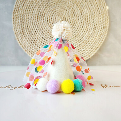 Drăguț Dot Cat Dog pentru ziua de naștere bavetă și pălărie de petrecere Mini câine pisică Bandană reglabilă eșarfă ținută pentru aniversarea animalelor de companie Rechizite pentru cățeluși