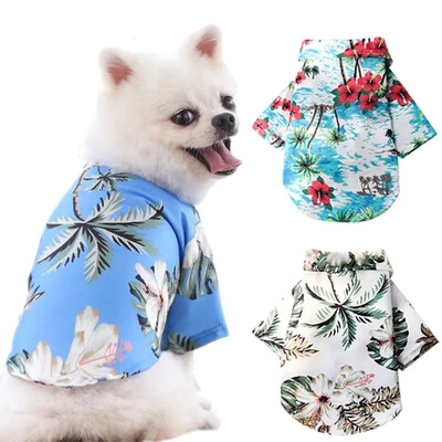 Hawaii stiilis koerasärk vabaaja suvised lemmikloomariided Koerariided väikestele ja keskmistele koertele Puppy Beach T-särk Pomeranian buldogile