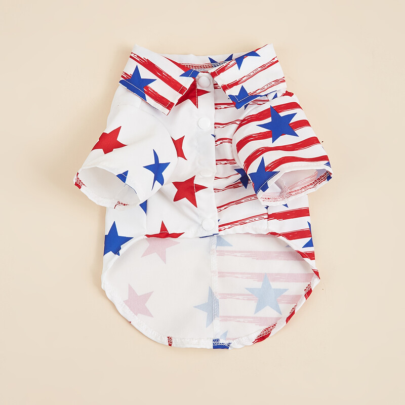 Dryžuoti šuns marškinėliai, Amerikos vėliavos žvaigždės šunų drabužiai mažiems šunims, mergaitės berniuko kostiumas, šuniuko marškinėliai, naminių kačių apranga Nepriklausomybės diena