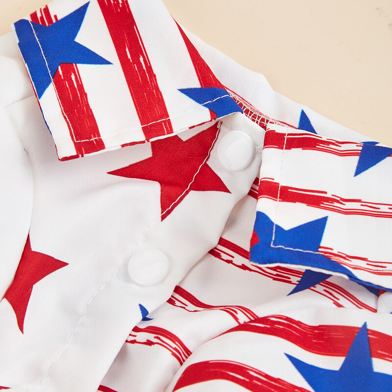 Dryžuoti šuns marškinėliai, Amerikos vėliavos žvaigždės šunų drabužiai mažiems šunims, mergaitės berniuko kostiumas, šuniuko marškinėliai, naminių kačių apranga Nepriklausomybės diena
