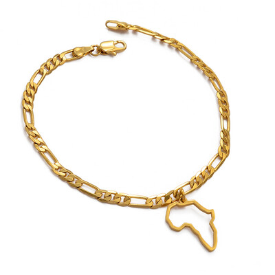 Anniyo Outline Africa Χάρτης Anklet Women Gilrs Foot Chain Κοσμήματα Χρυσό χρώμα Χονδρική κοσμήματα Αφρικανικός χάρτης #202421