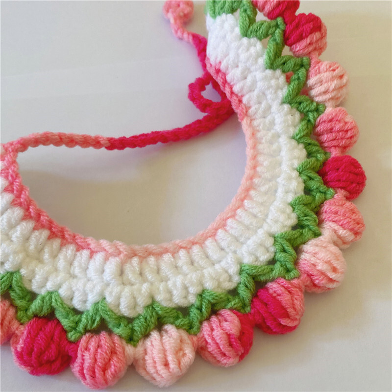 Mielas rankomis austas katės ir šuns antkaklis vilnonis megztas katės antkaklis mielas katės ir šuns karoliai augintinio antkaklis Katės karoliai