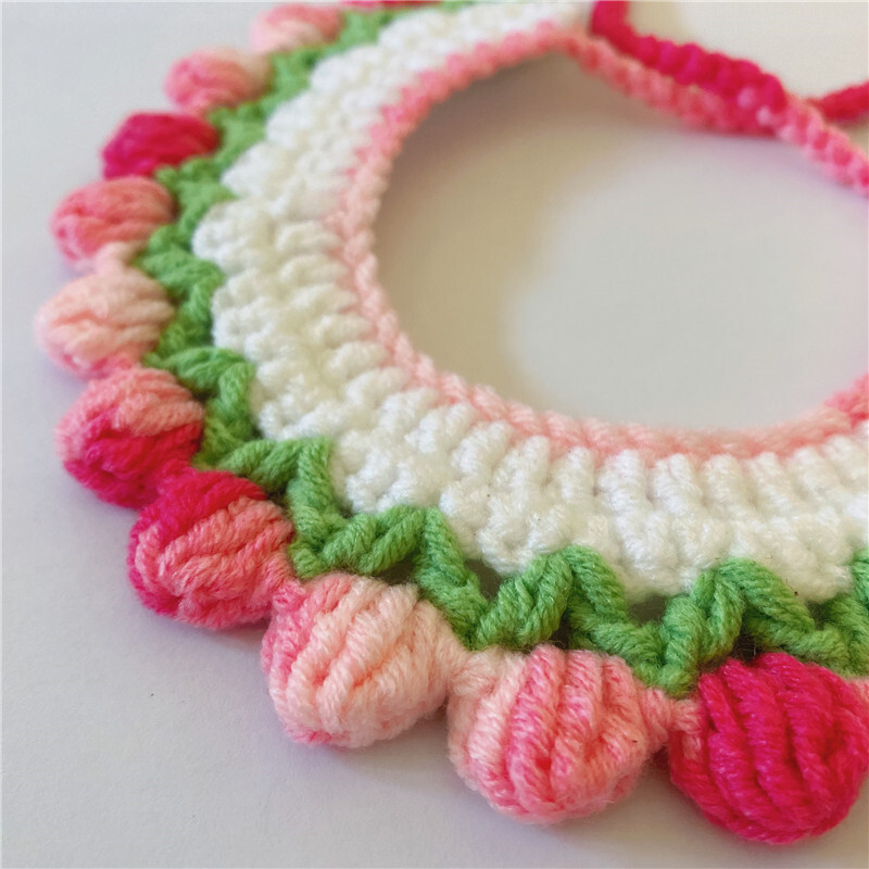 Mielas rankomis austas katės ir šuns antkaklis vilnonis megztas katės antkaklis mielas katės ir šuns karoliai augintinio antkaklis Katės karoliai