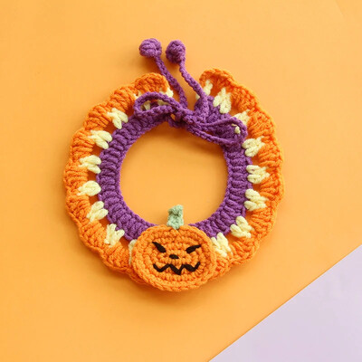 Helovino vaiduoklių festivalis Katės nėrimo antkaklis šuniui augintiniui seilinukas dekoravimas antkaklis moliūgas rankų darbo vilnos mezgimo šunų bandana