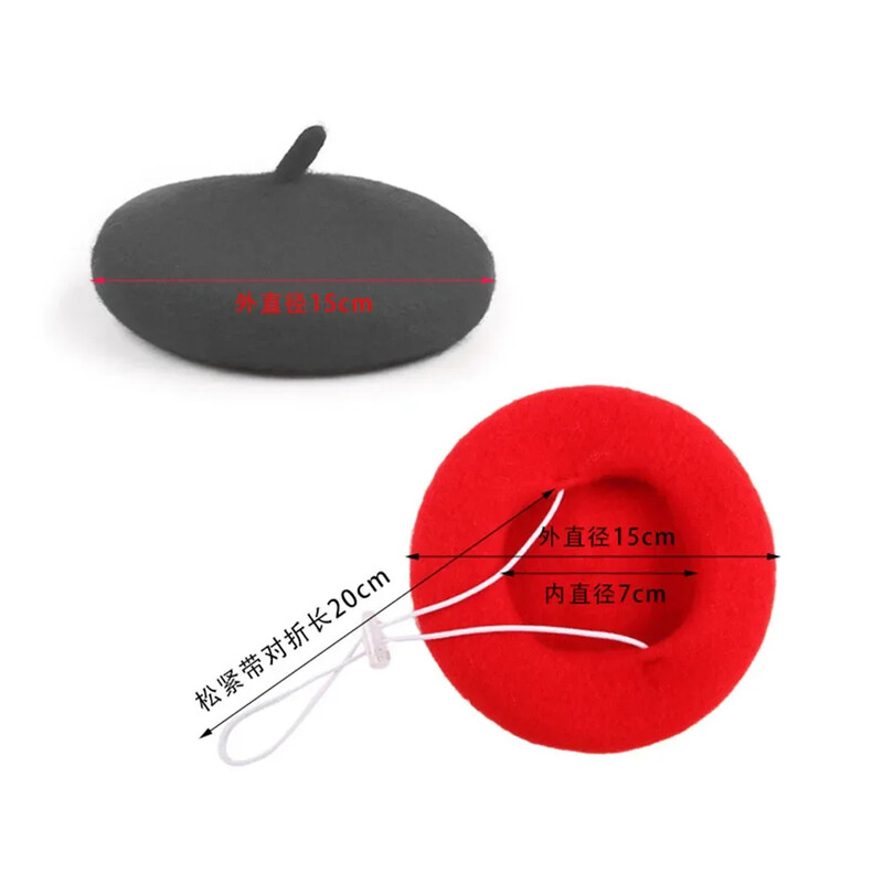 Šunų vilnos beretės kepurė Katė Madinga beretė Creative Mini vienspalvė kepurė naminiams gyvūnėliams šuniukų galvos apdangalai Dekoratyvinė kepurė mažam ir vidutiniam šuniui