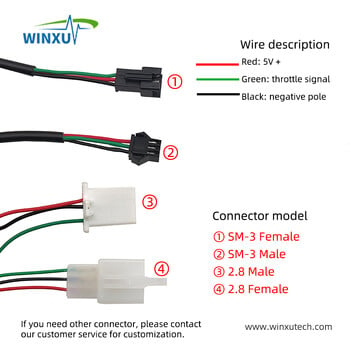 Електрически велосипед Twist Throttle Hall Sensor Turn Hand Accelerator 1.5m за електрически скутер Ebike E-bike Мотоциклет Триколка