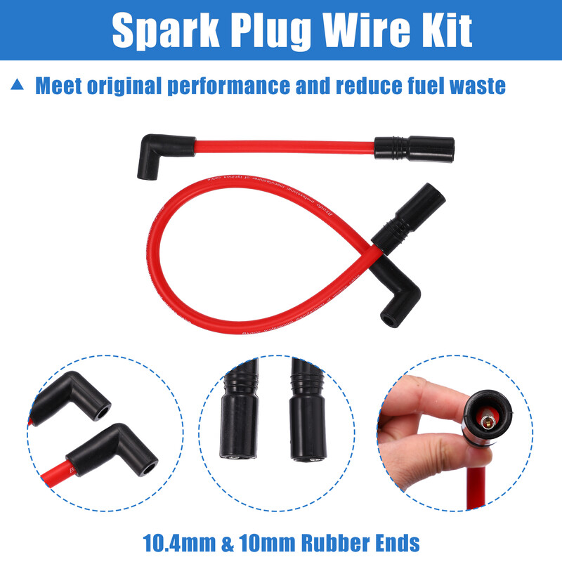 X Autohaux 2 PCS 10.4mm 10mm motociklo uždegimo žvakės laidas, skirtas Harley-davidson Softail Dyna FXD 1999-2017 motociklų priedams