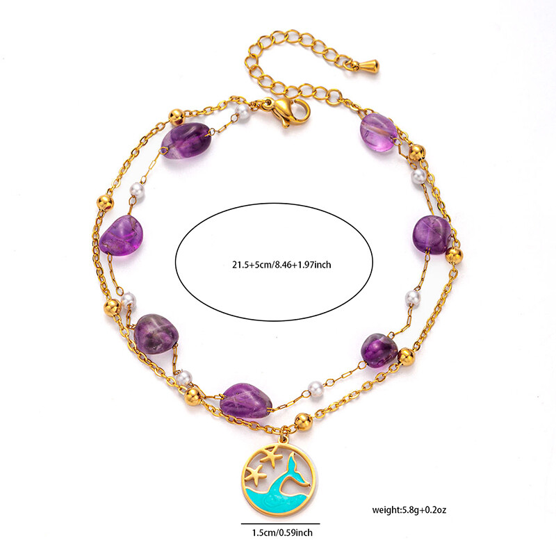 ENSHIR 316L nerūdijančio plieno spalvingas akmuo žuvies uodega apvalus kortelių pakabukas moterims Vasaros paprasti papuošalai didmeninė prekyba