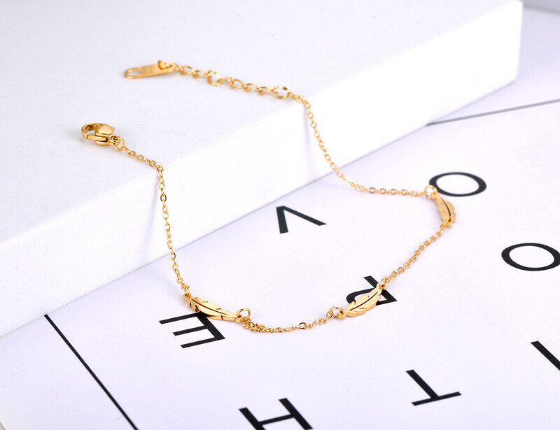 JeeMango Bohemia nerūdijančio plieno plunksnų žavesio apyrankės moterims vasaros paplūdimio kojų apyrankės pėdų papuošalai браслет на ногу JA21003