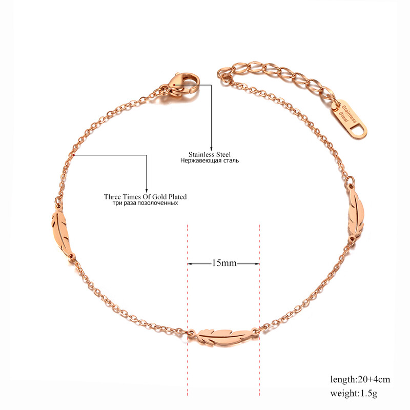 JeeMango Bohemia nerūdijančio plieno plunksnų žavesio apyrankės moterims vasaros paplūdimio kojų apyrankės pėdų papuošalai браслет на ногу JA21003