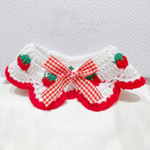 Šunų vilnos austas lankas skara, braškių raudona languota, katė, augintinio puošmena, antkaklis, naminių gyvūnėlių reikmenys, priedai