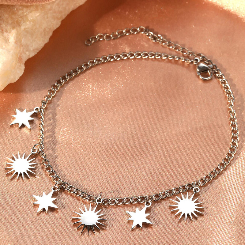 Vieno sluoksnio nerūdijančio plieno žvaigždė „Sun Ladies“ kulkšnies žiedas vasaros Valentino dienos dovana