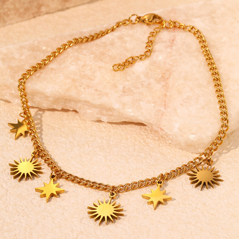 Vieno sluoksnio nerūdijančio plieno žvaigždė „Sun Ladies“ kulkšnies žiedas vasaros Valentino dienos dovana