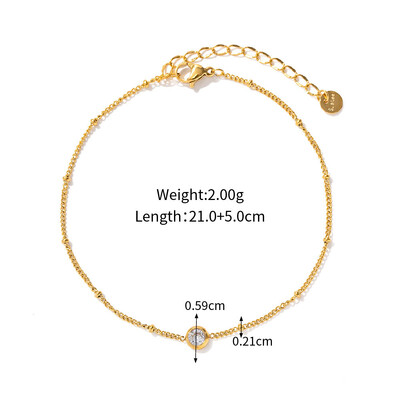 Nerūsējošā tērauda PVD 18 K apzeltīts, aptraipīts, ūdensnecaurlaidīgs, vienkārši slīpēta pēdu ķēde sievietēm rotaslietu vairumtirdzniecība moderns