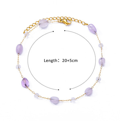 Violetinės opalinio akmens kulkšnys moterims aukso spalvos nerūdijančio plieno kulkšnies apyrankės vasaros paplūdimio aksesuarai kojų grandinėlės papuošalai