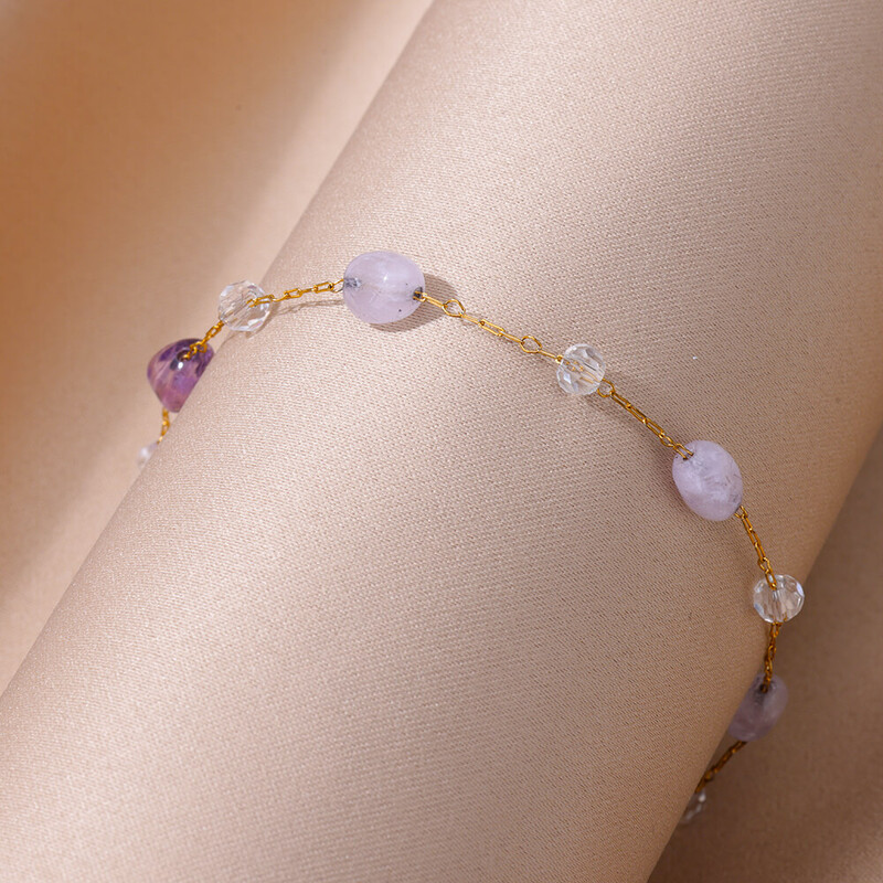 Violetinės opalinio akmens kulkšnys moterims aukso spalvos nerūdijančio plieno kulkšnies apyrankės vasaros paplūdimio aksesuarai kojų grandinėlės papuošalai