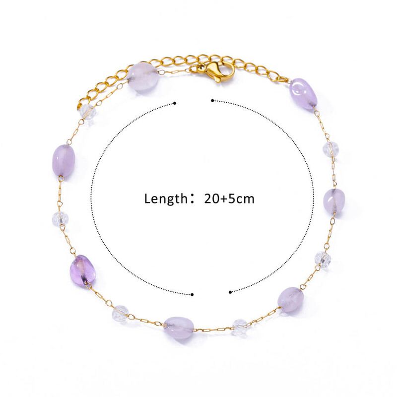 Violetinės opalinio akmens kulkšnys moterims aukso spalvos nerūdijančio plieno kulkšnies apyrankės vasaros paplūdimio aksesuarai kojų grandinėlės papuošalai