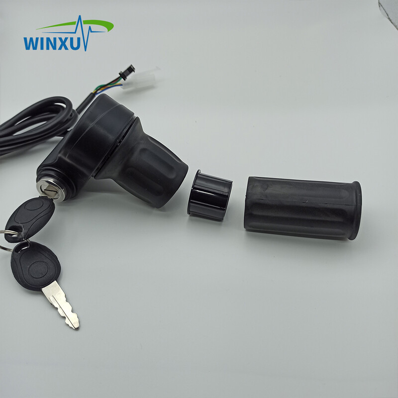 E-dviračio akceleratoriaus akceleratoriaus salė 5 V pusiau pasukama rankena su elektriniu durų užrakto raktu, skirta elektrinio dviračio paspirtuko remonto priedams