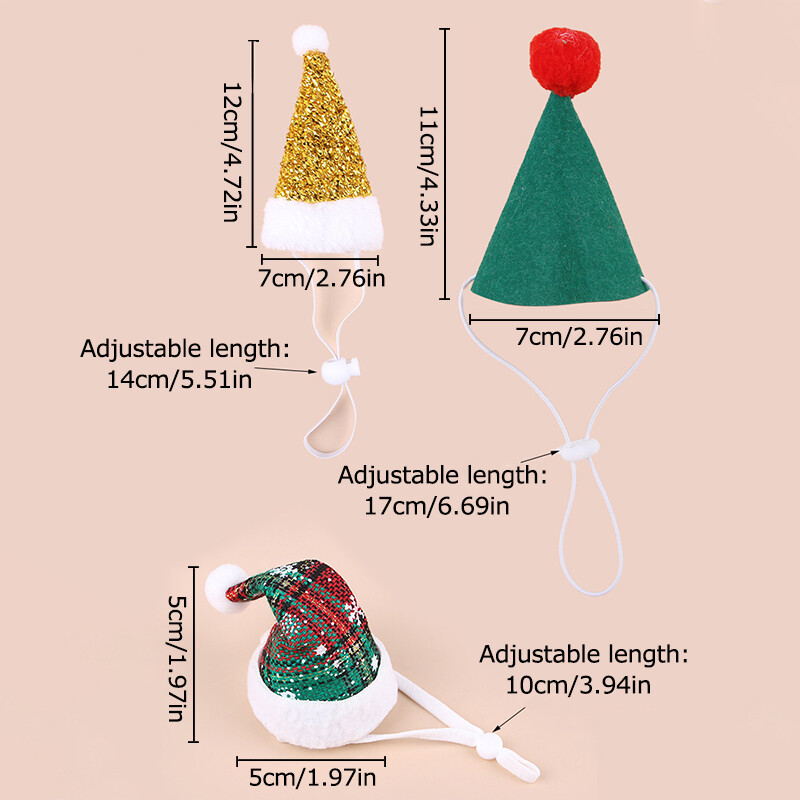 Pet Mini pliušinė kalėdinė kepurė Miela veltinio rutulinė lankelis varpelis Kalėdų senelio kepurė Katės Šunys Kalėdų Naujųjų metų vakarėlio kepuraitės Naminių gyvūnėlių Navidad kostiumo dekoras