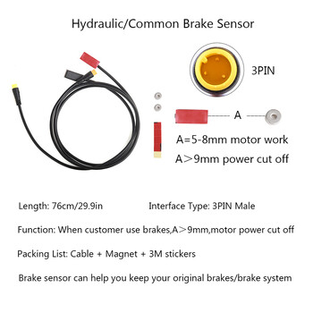 Кабел за е-велосипед за комплекти двигатели Bafang/8FUN Сензор за скорости USB програмиране на сензор за хидравлични спирачки Държач на дисплея 5PIN спирачка 3pin 1T4