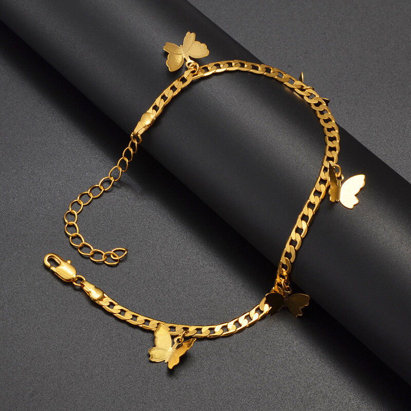 Anniyo 21cm + 5cm drugelio košelės moterims, paauksuotos pėdų grandinėlės papuošalai #188116