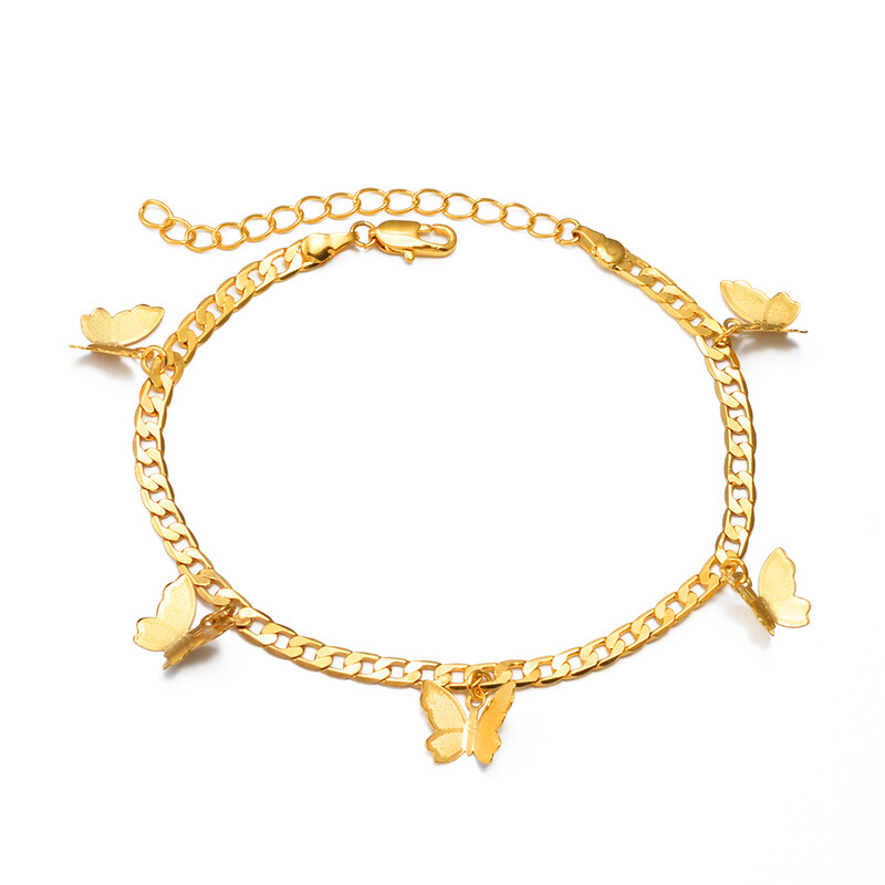 Anniyo 21cm + 5cm drugelio košelės moterims, paauksuotos pėdų grandinėlės papuošalai #188116